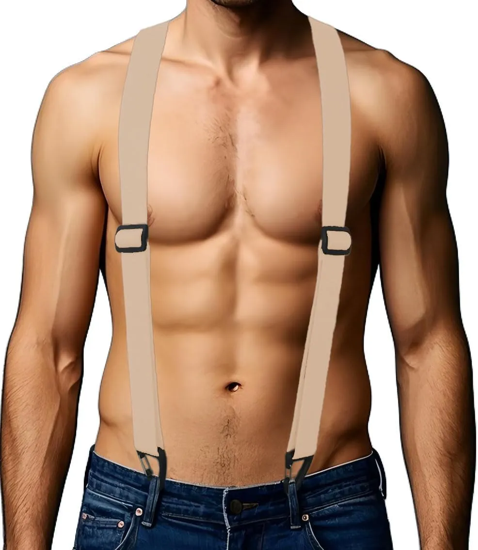 1.5 In Y Belt Loop Suspenders for Unisex Under Clothing with 3 Hooks.