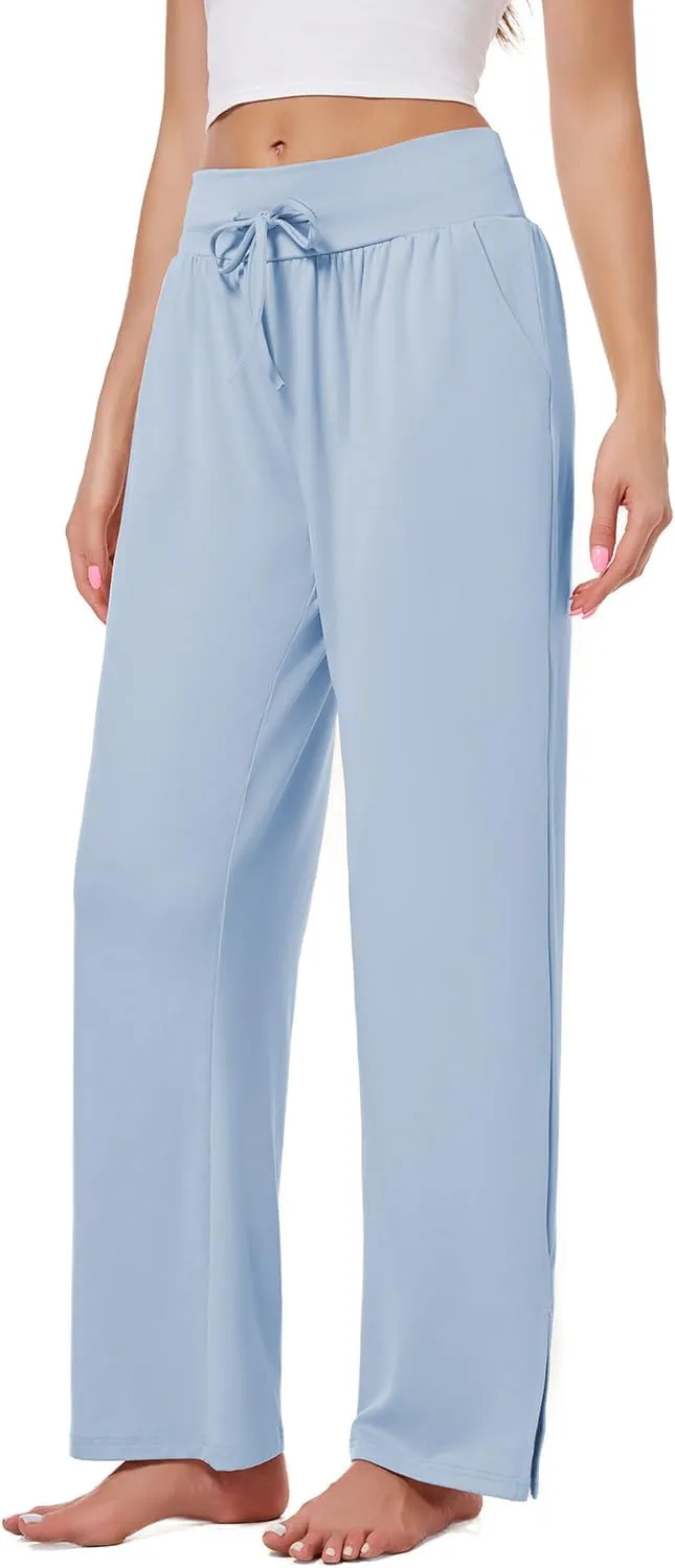 3 Pack Women's Lounge Pants Wide Leg Yoga Sweatpants with Pockets High Waisted Drawstring Lounge Loose Workout Jogger