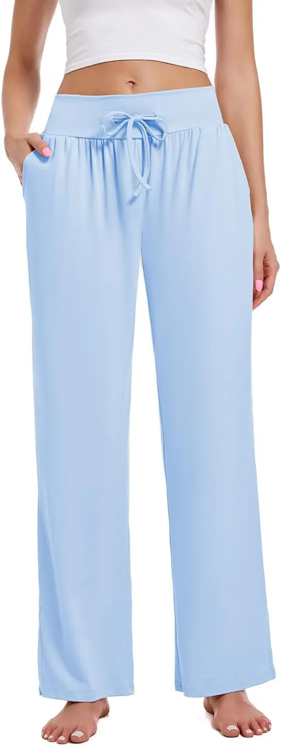 3 Pack Women's Lounge Pants Wide Leg Yoga Sweatpants with Pockets High Waisted Drawstring Lounge Loose Workout Jogger