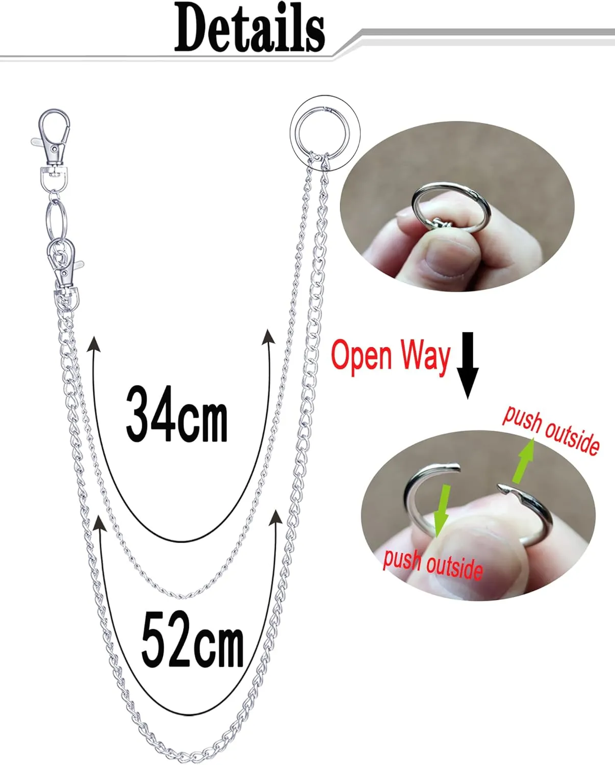 6 Pieces Pants Chains Multi-Layer Butterfly Lock Round Star Snak Heart Jeans Chains Accessory Hip Hop Pocket Punk Goth Wallet Chain Charm Rock Belt Loop Trousers Chain for Women Men Silver