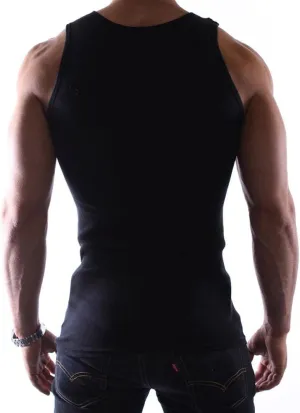 9 Mens 100% Cotton Tank Top A-Shirt Muscle Ribbed Sleeveless Undershirt Black M