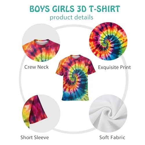 Acoweno Soccer 3D Graphic T Shirts for Boys Girls Kids, Casual Crewneck Short Sleeve Tops Tees for Teens 6-16 Years