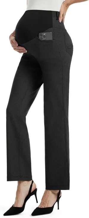 AFITNE Women's Stretch Maternity Jeans Over The Belly Straight Leg Pregnancy Pants with Denim Like Material