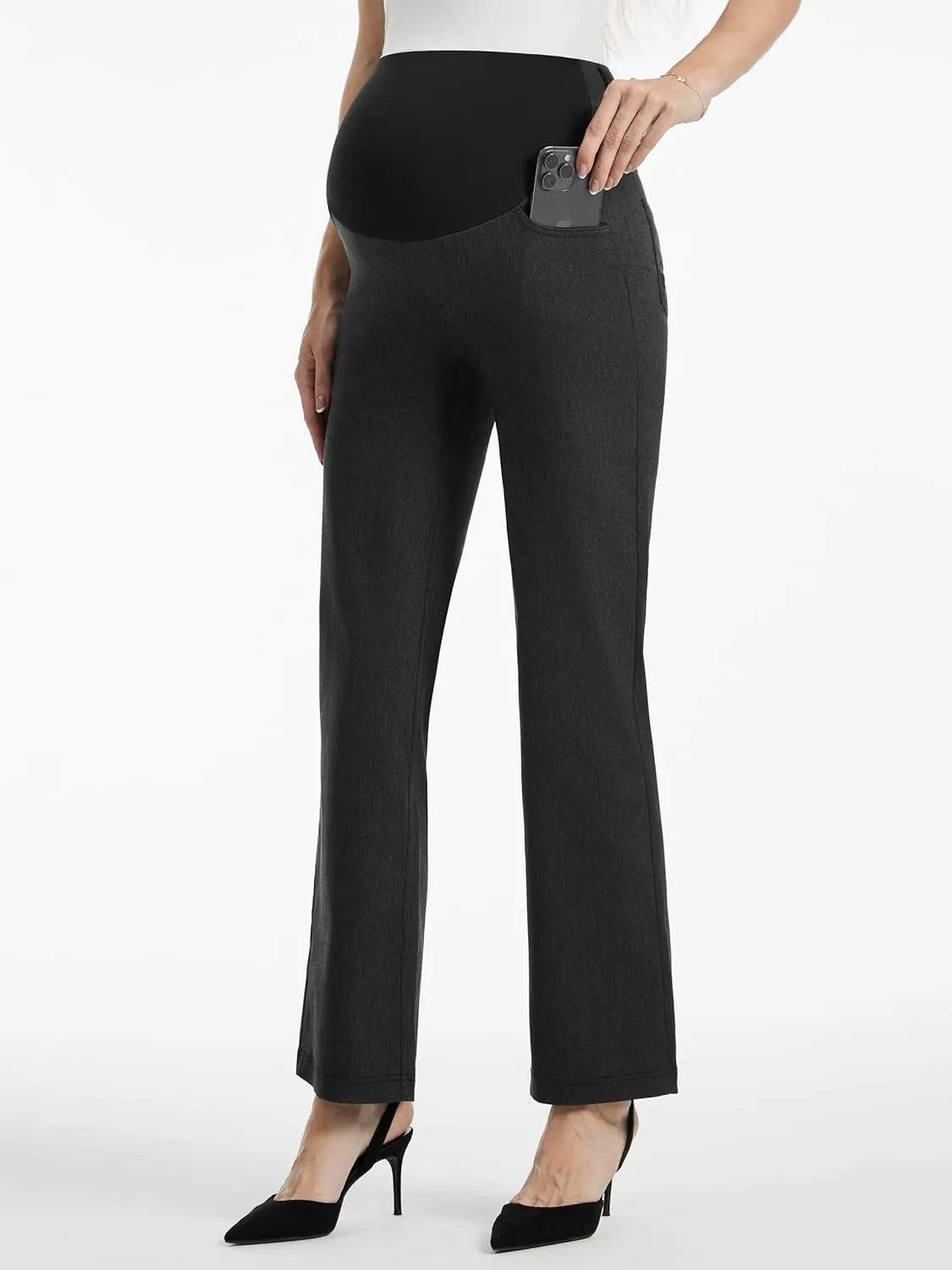 AFITNE Women's Stretch Maternity Jeans Over The Belly Straight Leg Pregnancy Pants with Denim Like Material