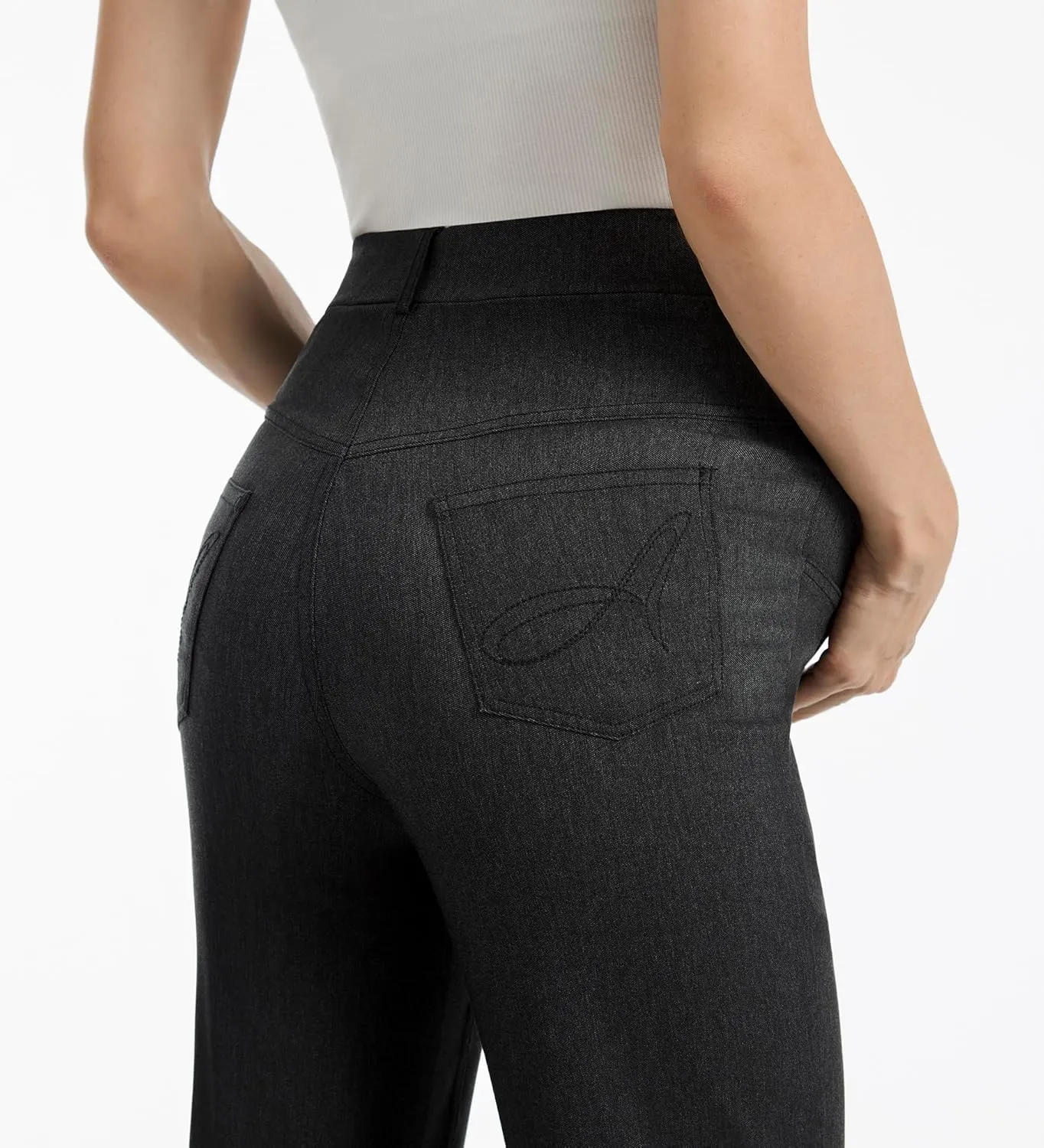 AFITNE Women's Stretch Maternity Jeans Over The Belly Straight Leg Pregnancy Pants with Denim Like Material