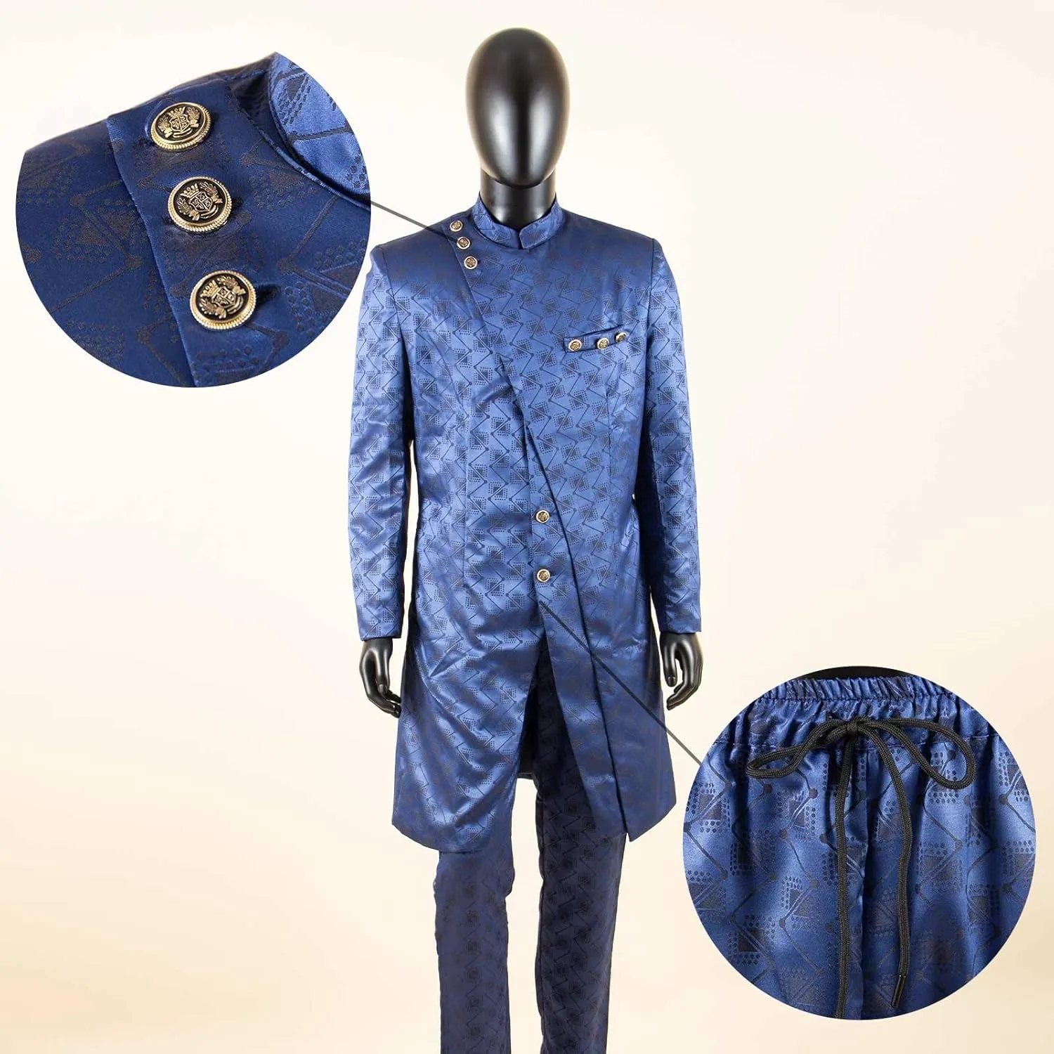 African Clothes for Men Dashiki Slim Fit Jacket and Trousers Set Formal Attire for Wedding