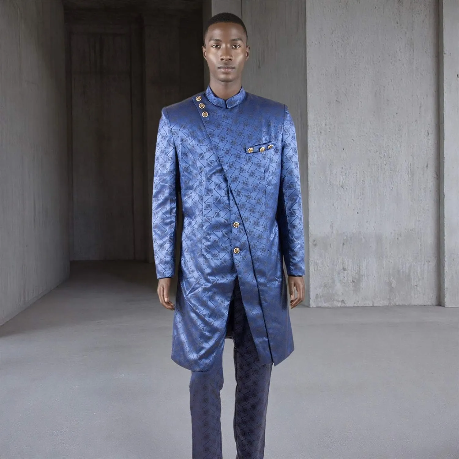 African Clothes for Men Dashiki Slim Fit Jacket and Trousers Set Formal Attire for Wedding