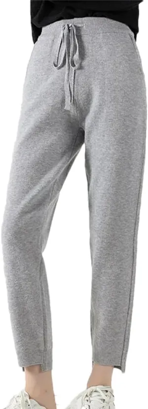 Alloaone Women's Autumn Cashmere Fashion Harem Pants Knitted Loose Leggings Wool Pants