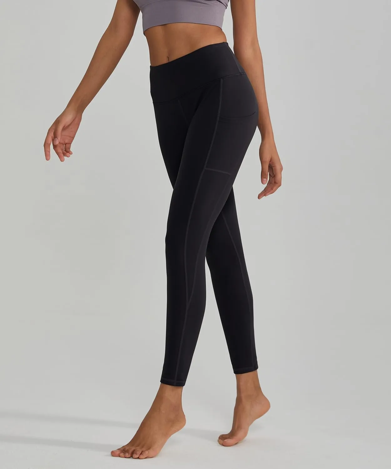 ALONG FIT Anti-Nail Leggings for Women, Non-See-Through Yoga Pants with Phone Pockets, Tummy Control Full-Length/Capri Tights