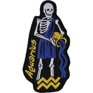 Aquarius Skull Zodiac Sign Patch