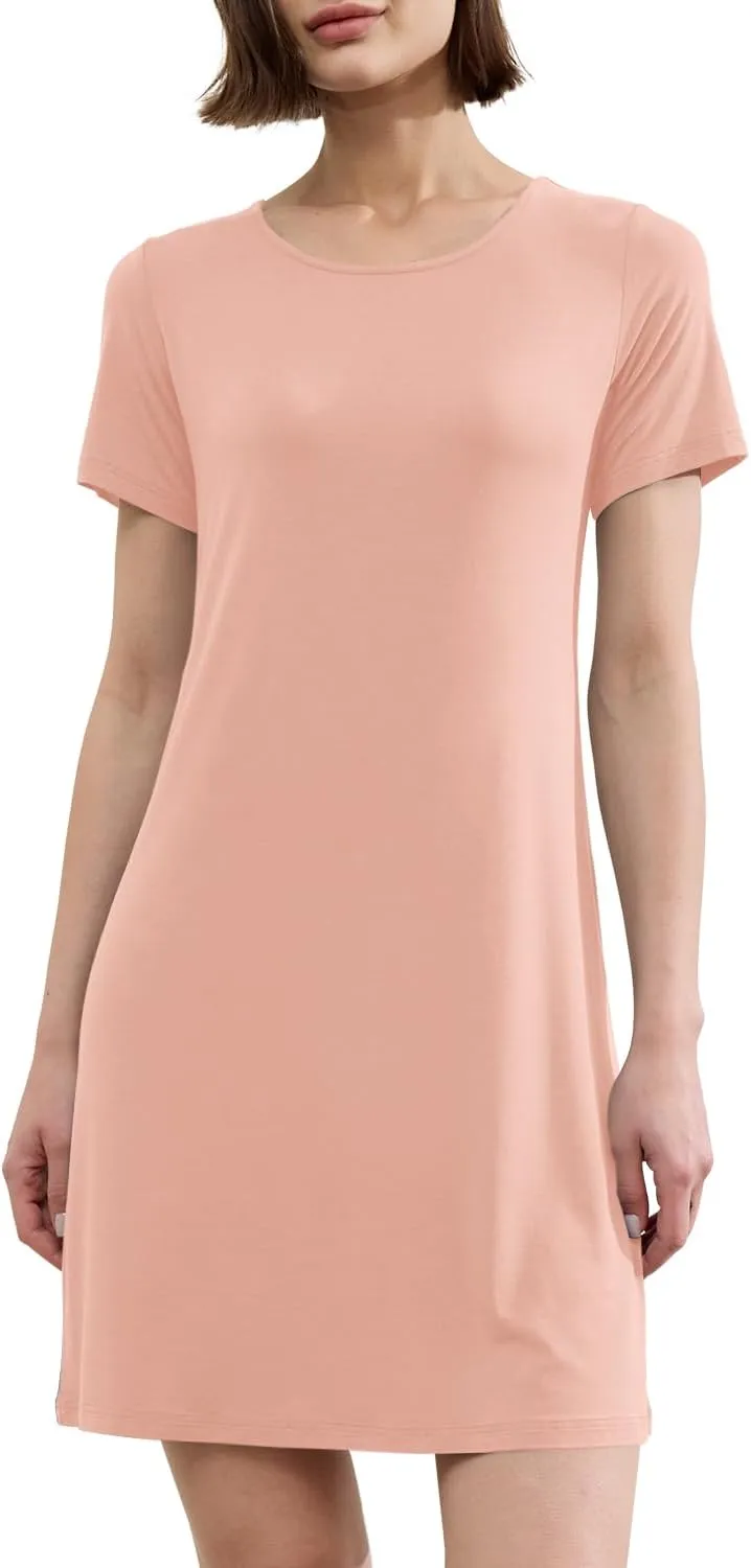 BAMBOO COOL Nightgowns for Women Sleepshirts Cute Short Sleeve Dress Pajamas Women's Soft Sleepwear