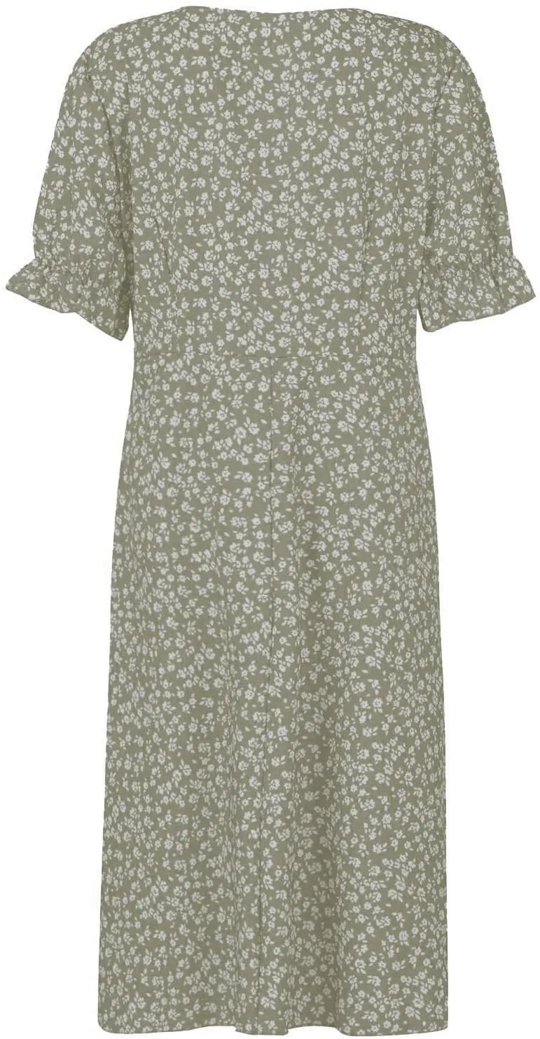 Beach Dresses for Women,2025 Summer Trendy Elegant V Neck Floral Boho Dress,Flowy Ruched Hawaiian Maxi Dress