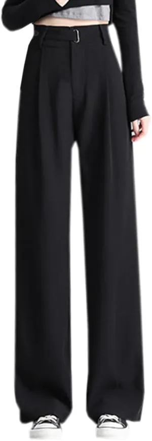 Betusline Women's Wide Leg Long Dress Pants High Waisted Business Casual Straight Office Trousers.X-Small-XX-Large