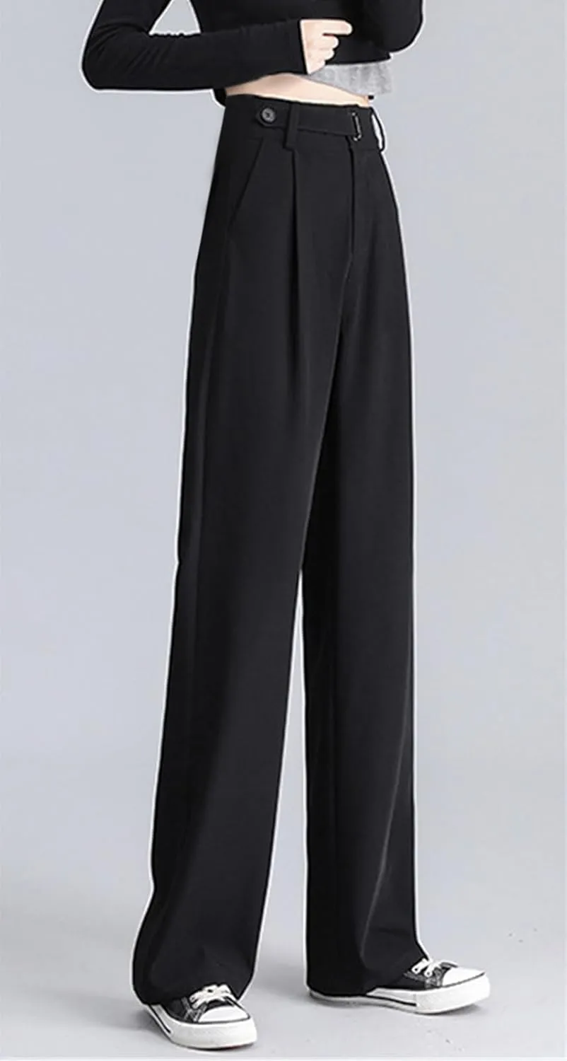 Betusline Women's Wide Leg Long Dress Pants High Waisted Business Casual Straight Office Trousers.X-Small-XX-Large