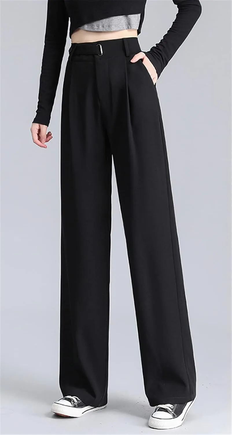 Betusline Women's Wide Leg Long Dress Pants High Waisted Business Casual Straight Office Trousers.X-Small-XX-Large