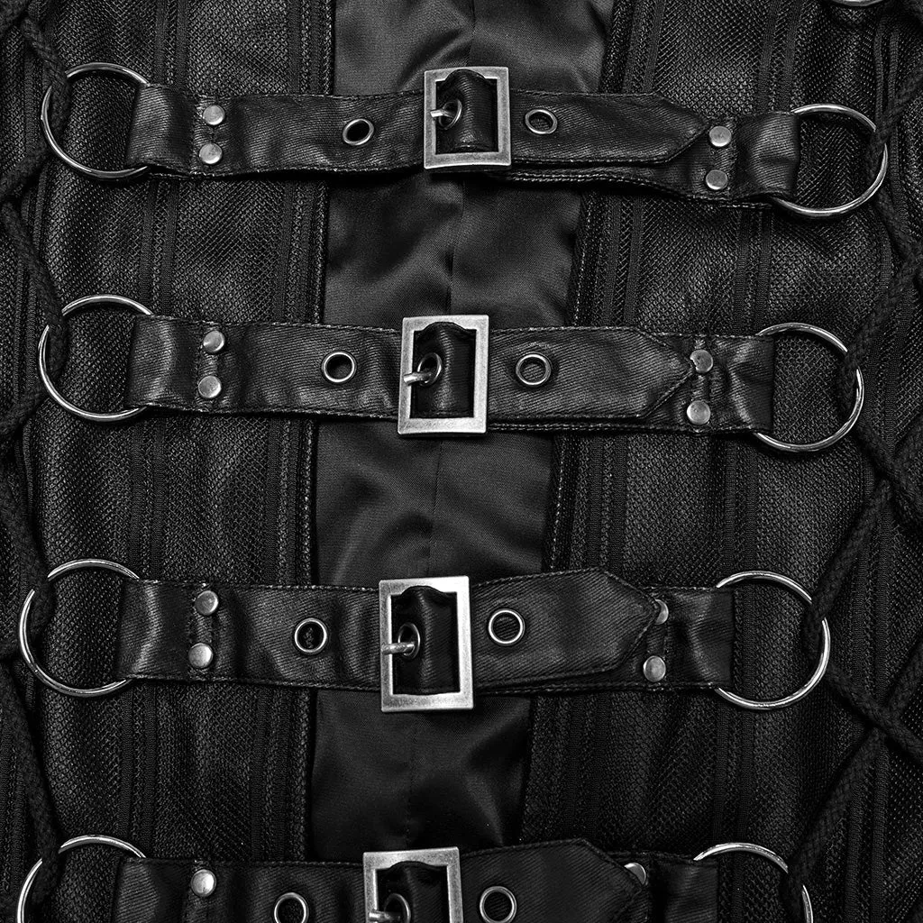 Black Front Buckle Vest