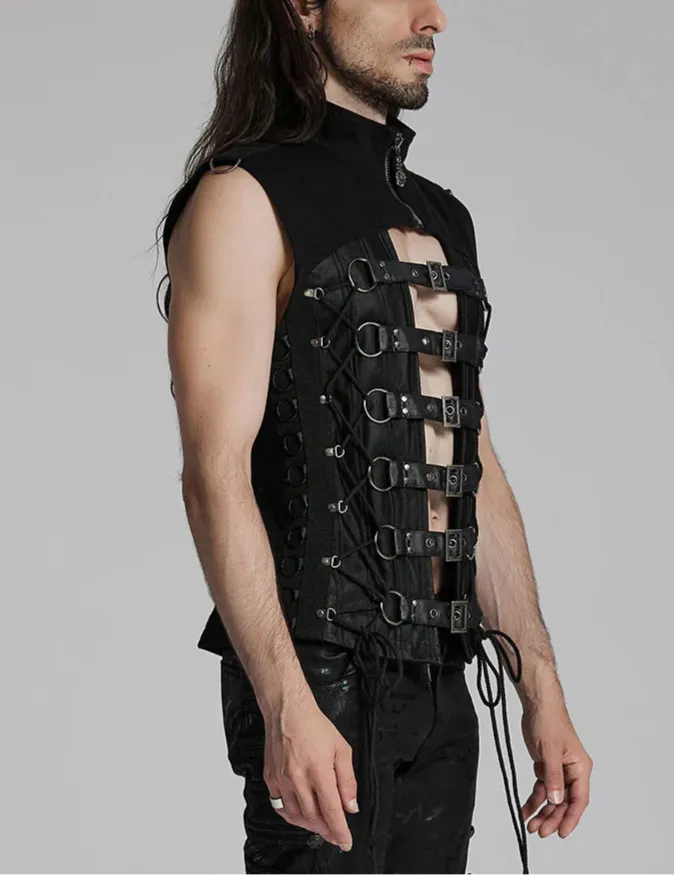 Black Front Buckle Vest