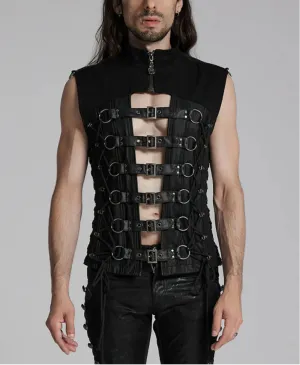 Black Front Buckle Vest