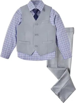 Boys 4-Pieces Suits Slim Fit Kids Outfits Vest Dress Pants Sets Formal Suit for Boy