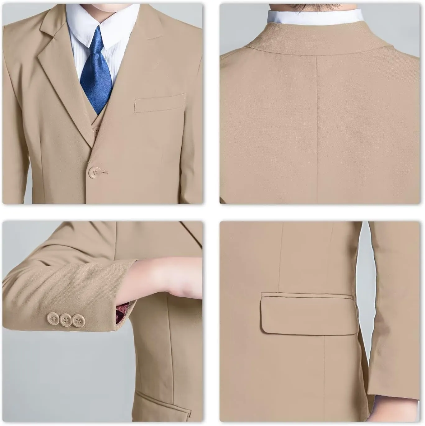 Boys Formal Suit Set Kids 3 Piece Suit Jacket Vest Pants Set Toddler Ring Bearer Outfit Wedding Prom Tuxedo Suits