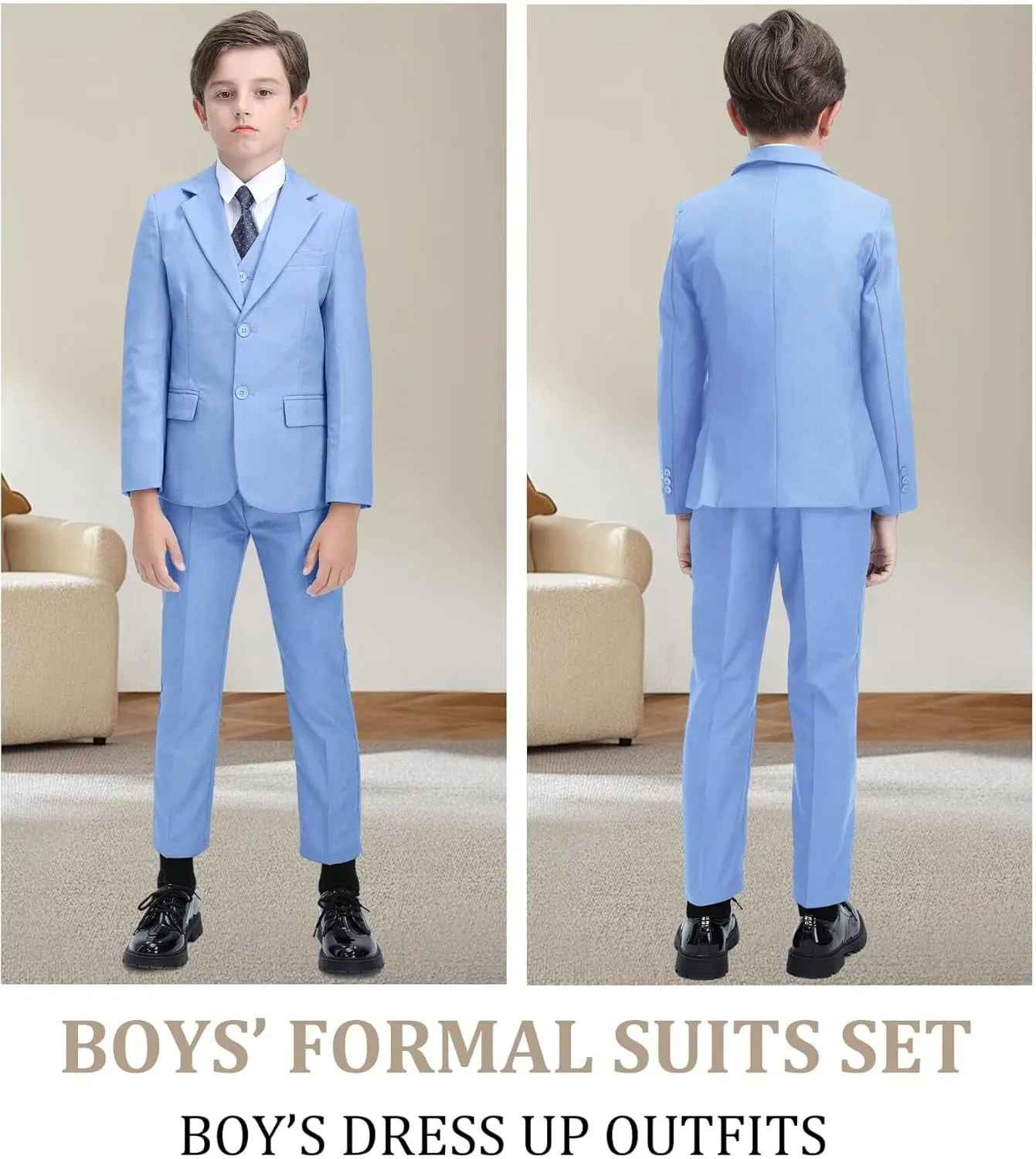 Boys' Suit Kids Formal Tuxedo Suits for Boys Wedding Outfits Dress Vest Pants Suspenders Set Adjustable Waist