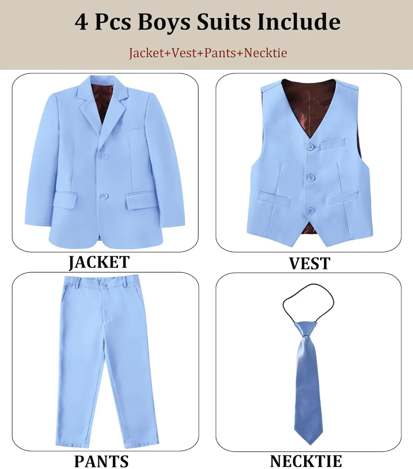 Boys' Suit Kids Formal Tuxedo Suits for Boys Wedding Outfits Dress Vest Pants Suspenders Set Adjustable Waist