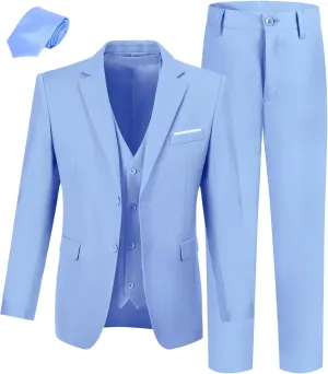 Boys' Suit Kids Formal Tuxedo Suits for Boys Wedding Outfits Dress Vest Pants Suspenders Set Adjustable Waist