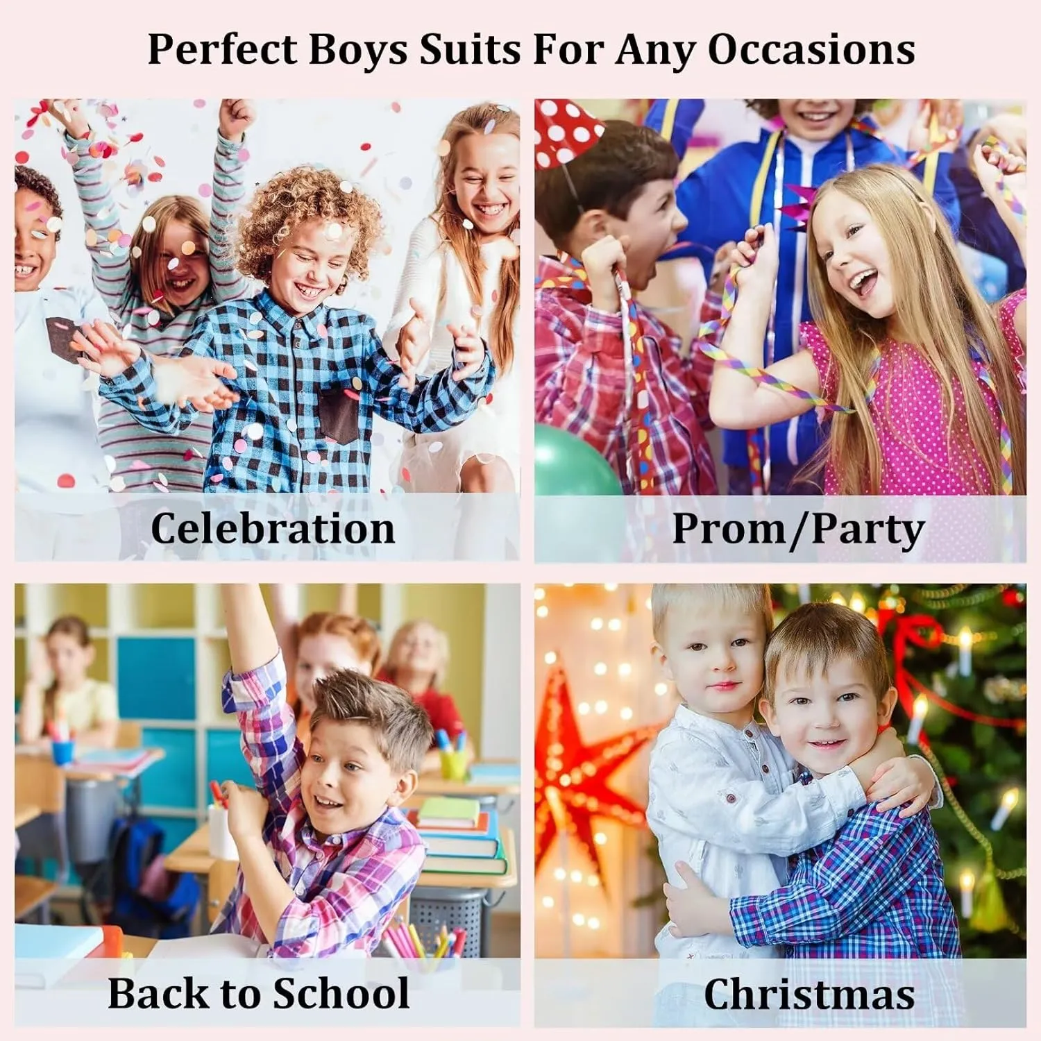 Boys' Suit Kids Formal Tuxedo Suits for Boys Wedding Outfits Dress Vest Pants Suspenders Set Adjustable Waist