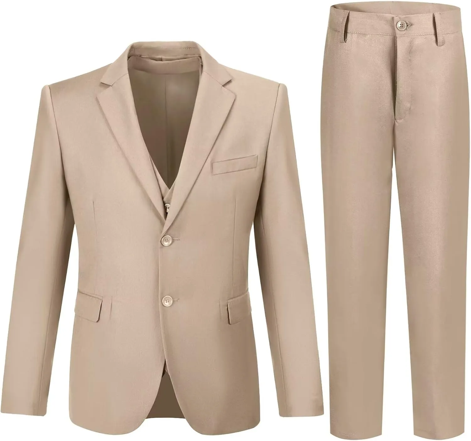 Boy's Suit Slim Fit Formal 3 Pieces Suit Set, Dress Suit Blazer Vest Pants, Kids Wedding Ring Bearer Outfit Size 2T-20