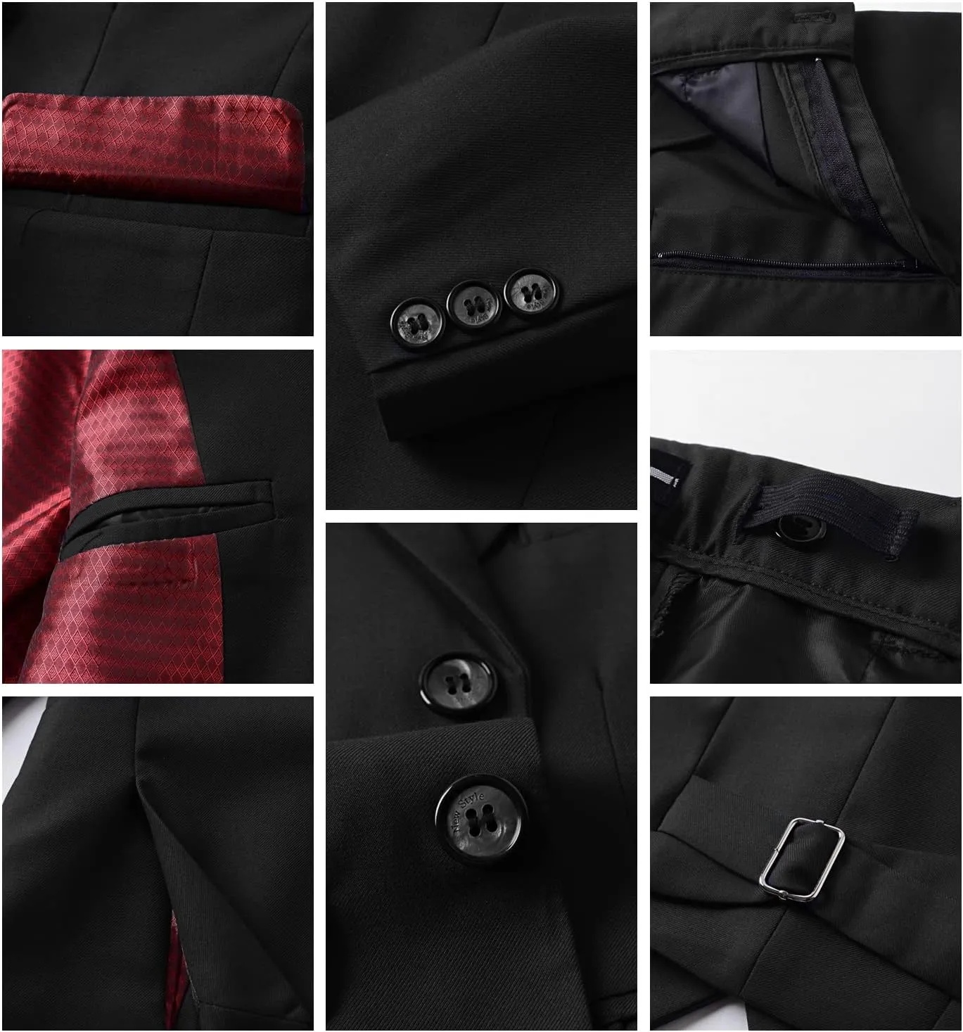 Boys Suits Black Suit for Boy Slim Fit Formal Toddler Kids 7Pcs Vest Dress Pants Blazer Ring Bearer Outfit with Accessory