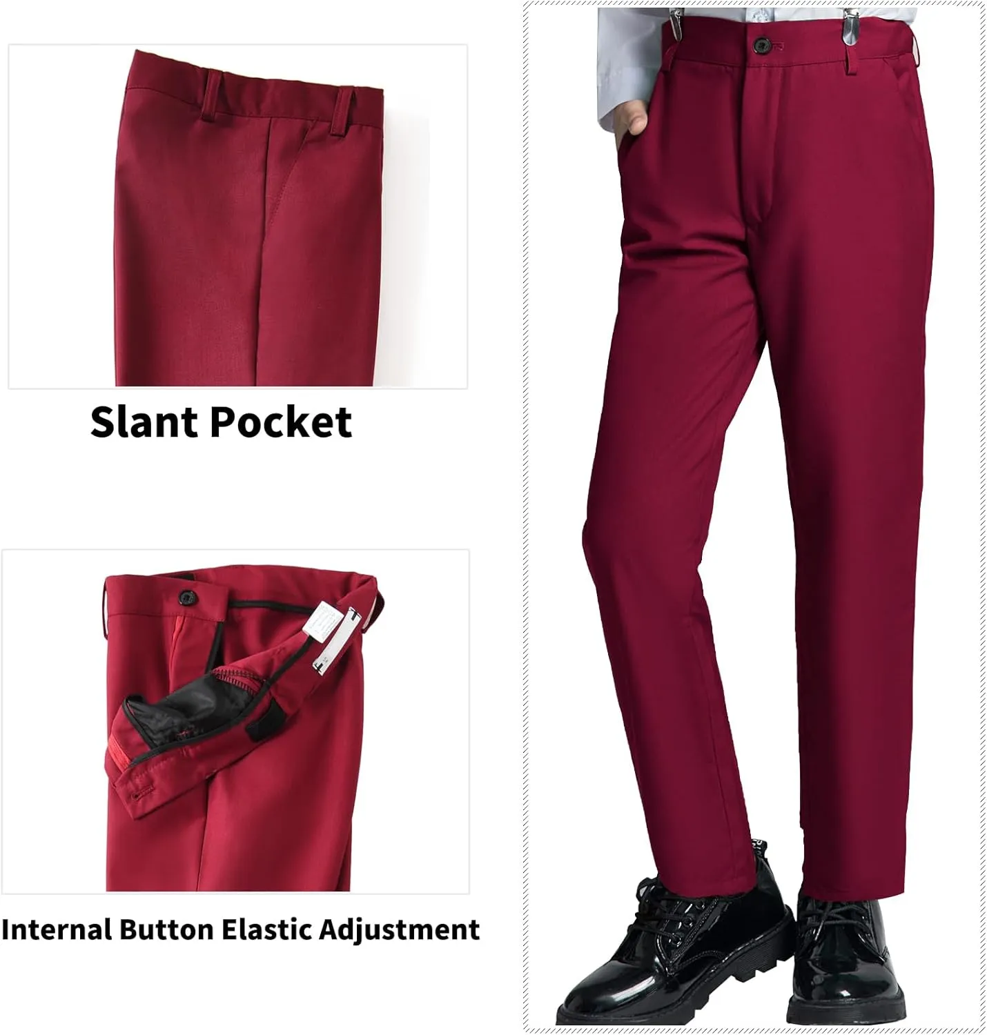 Boys' Suits Formal Slim Fit Tuxedo Boys Vest and Pants Set for Teens Dress Clothes Wedding Outfit with Tie and Bow Tie