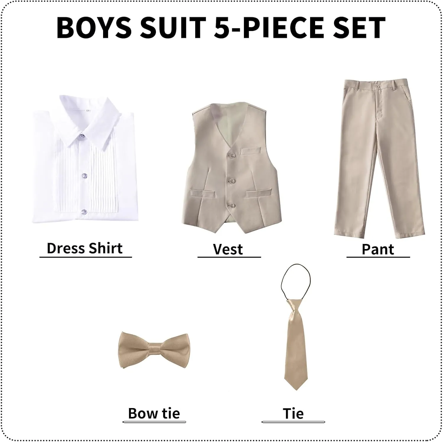 Boys' Suits Formal Slim Fit Tuxedo Boys Vest and Pants Set for Teens Dress Clothes Wedding Outfit with Tie and Bow Tie