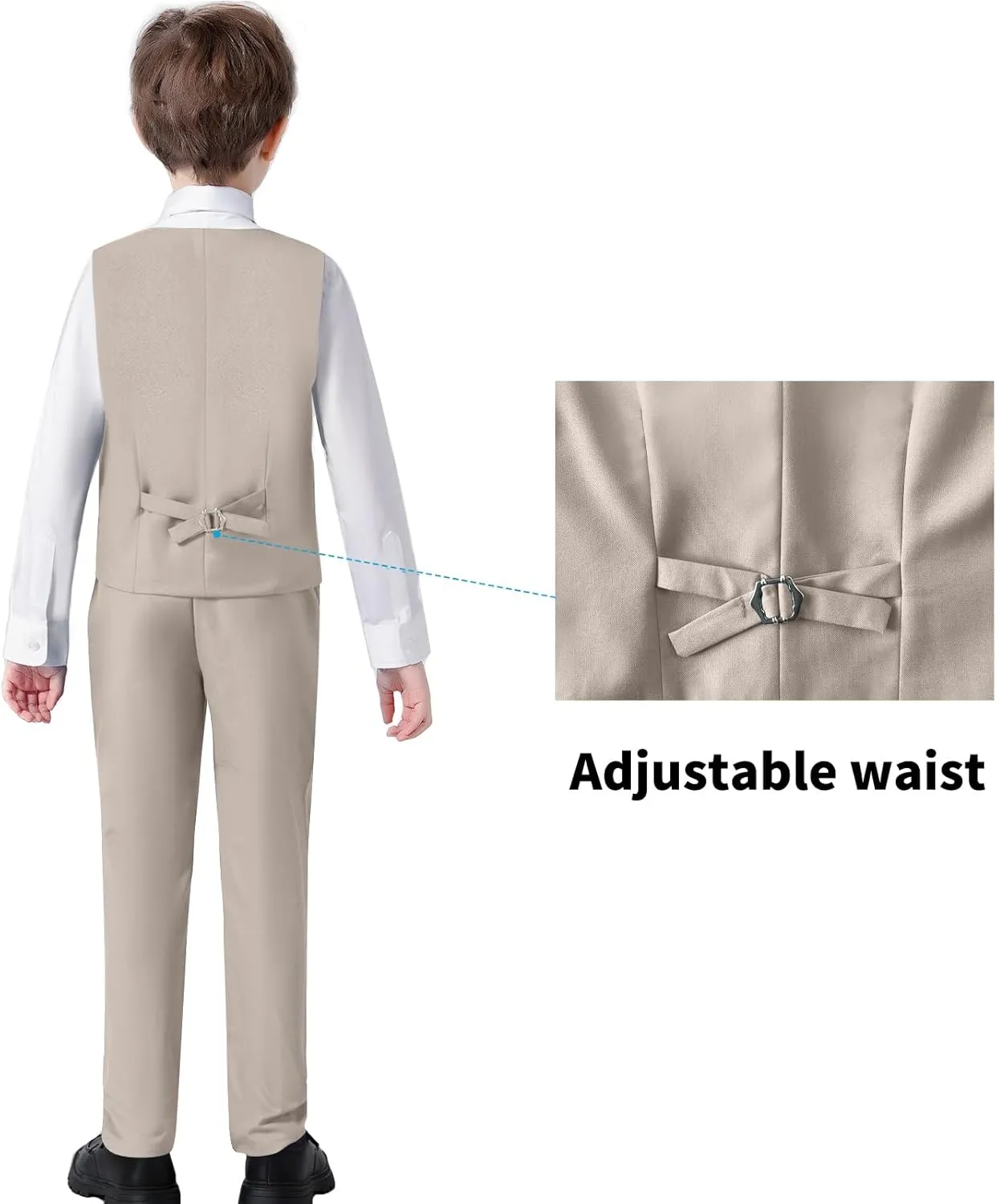 Boys' Suits Formal Slim Fit Tuxedo Boys Vest and Pants Set for Teens Dress Clothes Wedding Outfit with Tie and Bow Tie