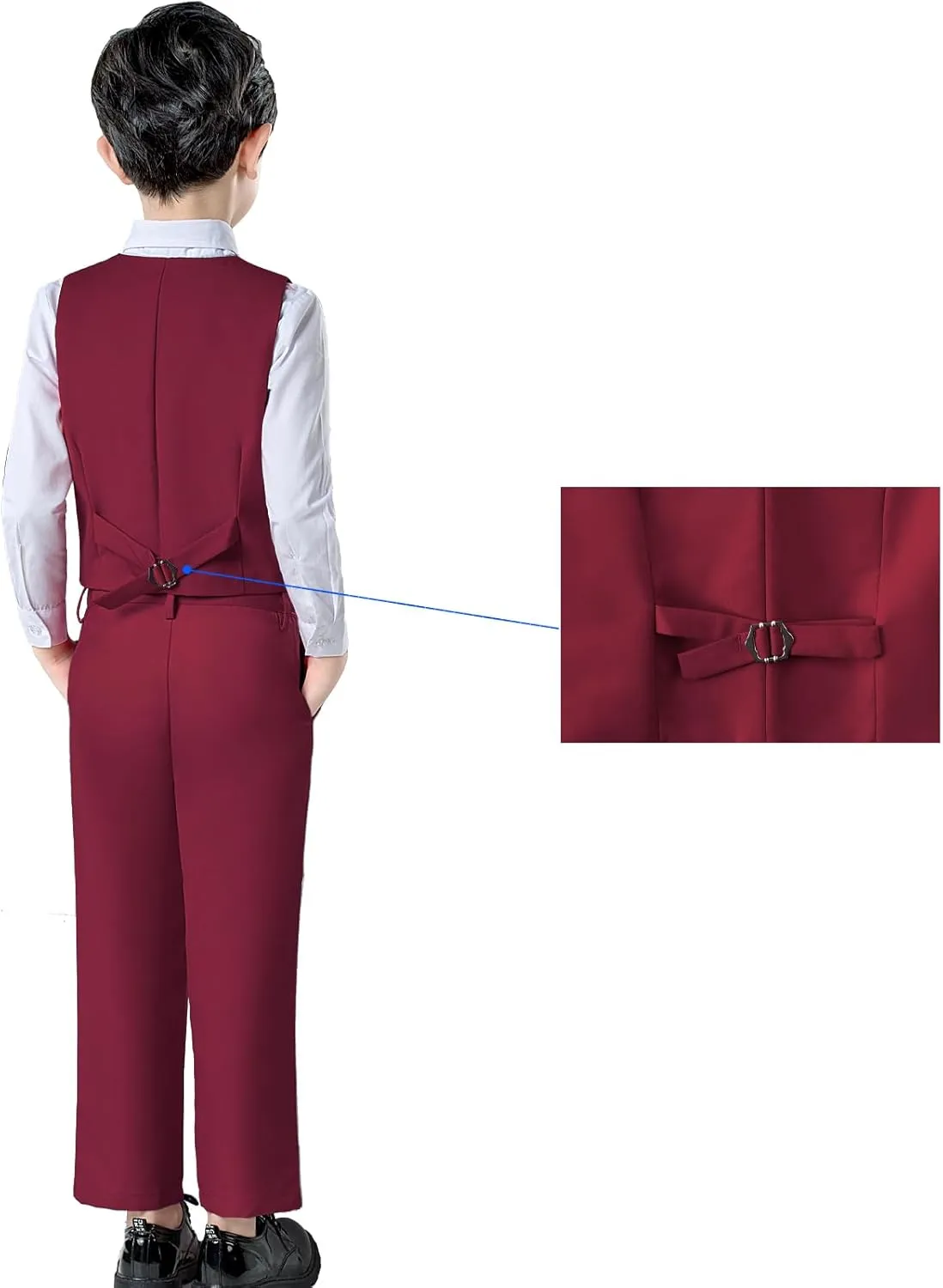 Boys' Suits Formal Slim Fit Tuxedo Boys Vest and Pants Set for Teens Dress Clothes Wedding Outfit with Tie and Bow Tie