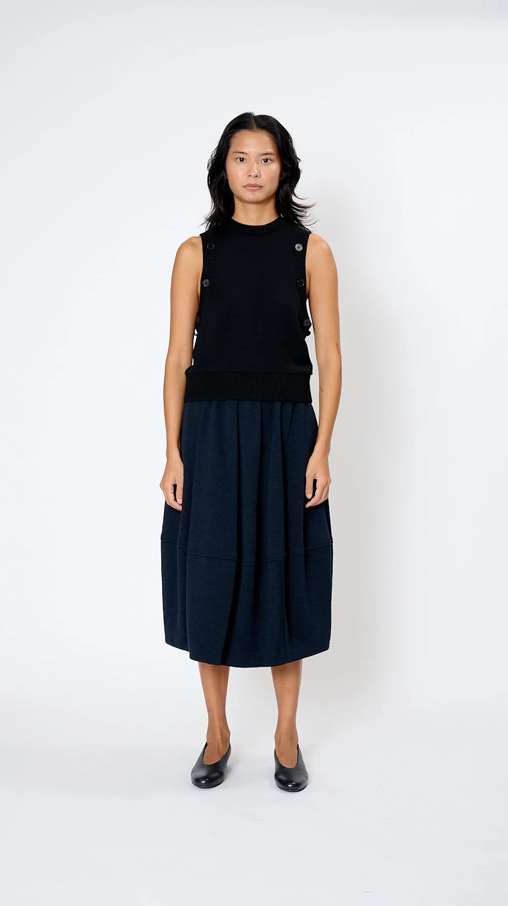 Button Sleeve Sweater in Black