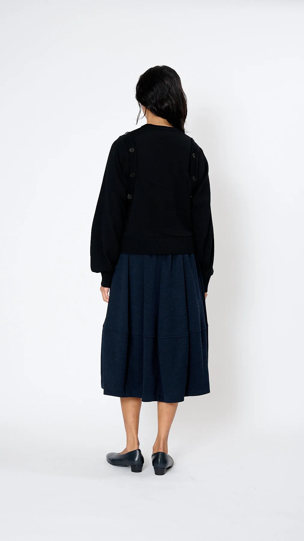 Button Sleeve Sweater in Black