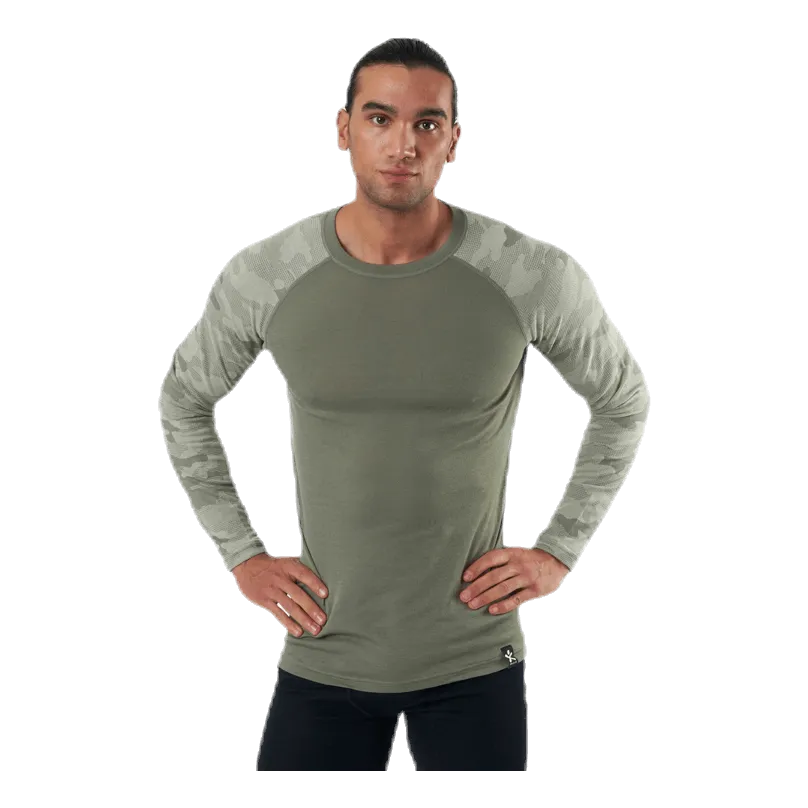 Camo Merino Wool Crew Beige