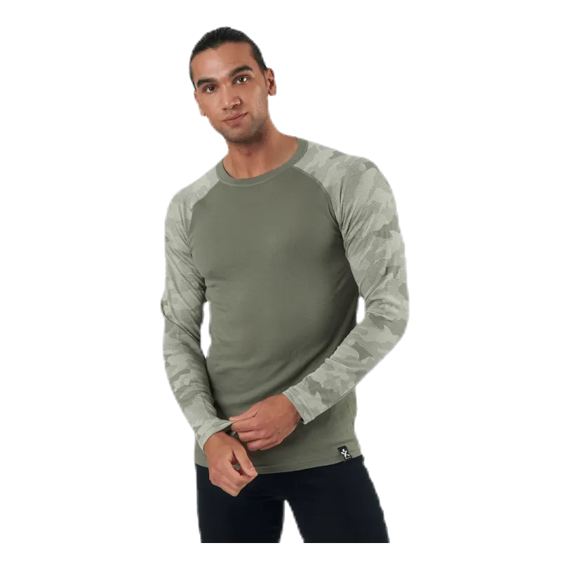 Camo Merino Wool Crew Beige