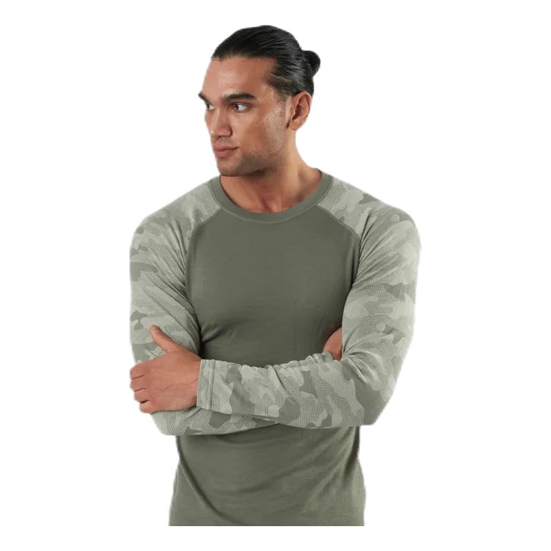 Camo Merino Wool Crew Beige