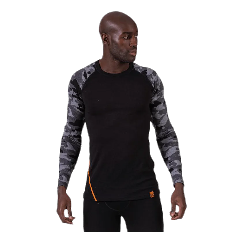 Camo Merino Wool Crew Black