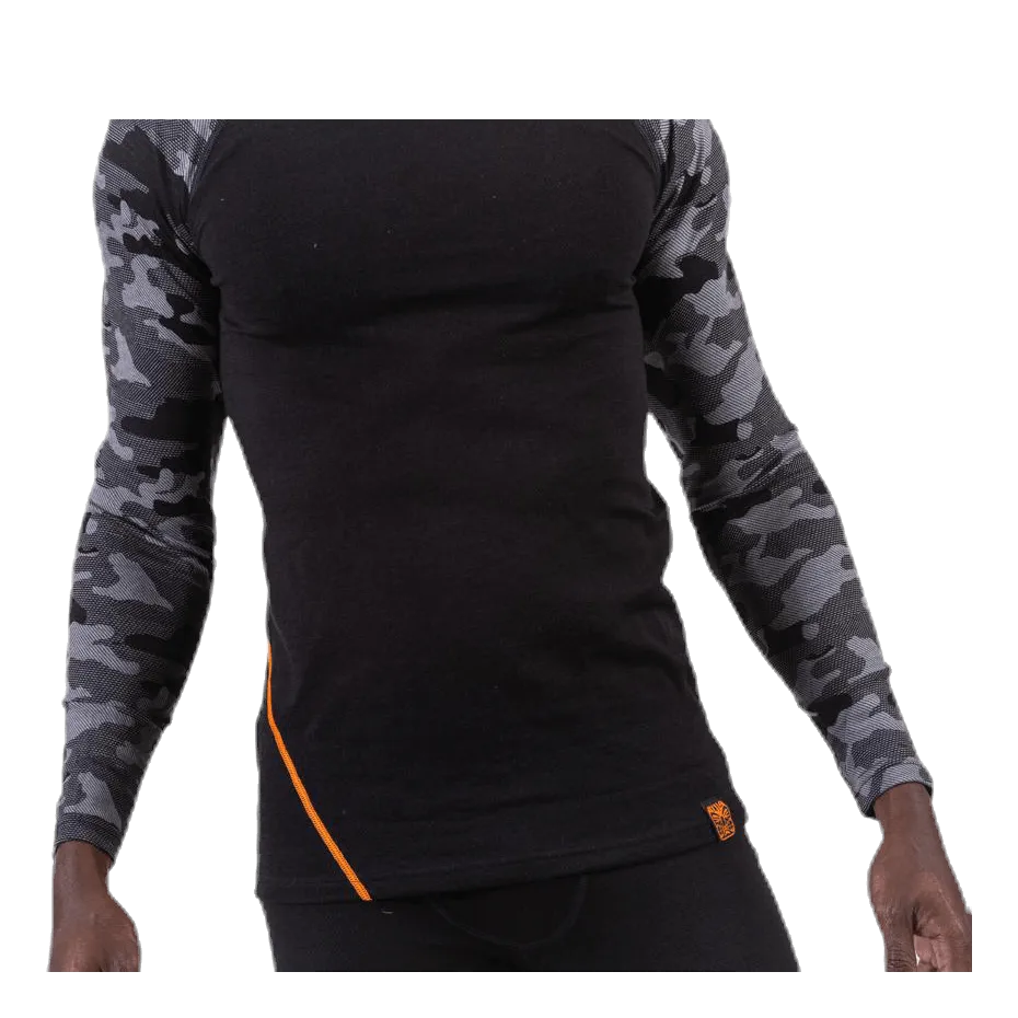 Camo Merino Wool Crew Black