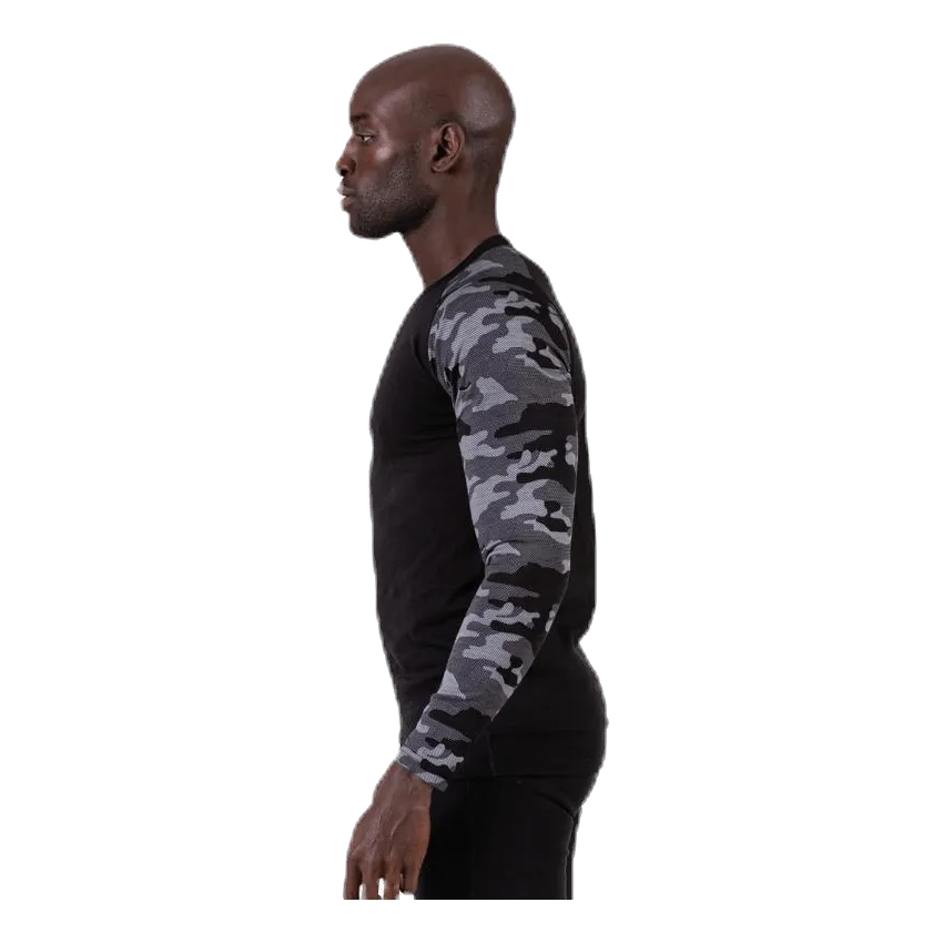Camo Merino Wool Crew Black