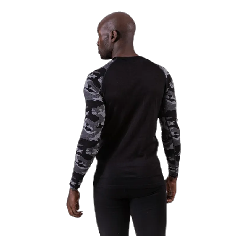 Camo Merino Wool Crew Black