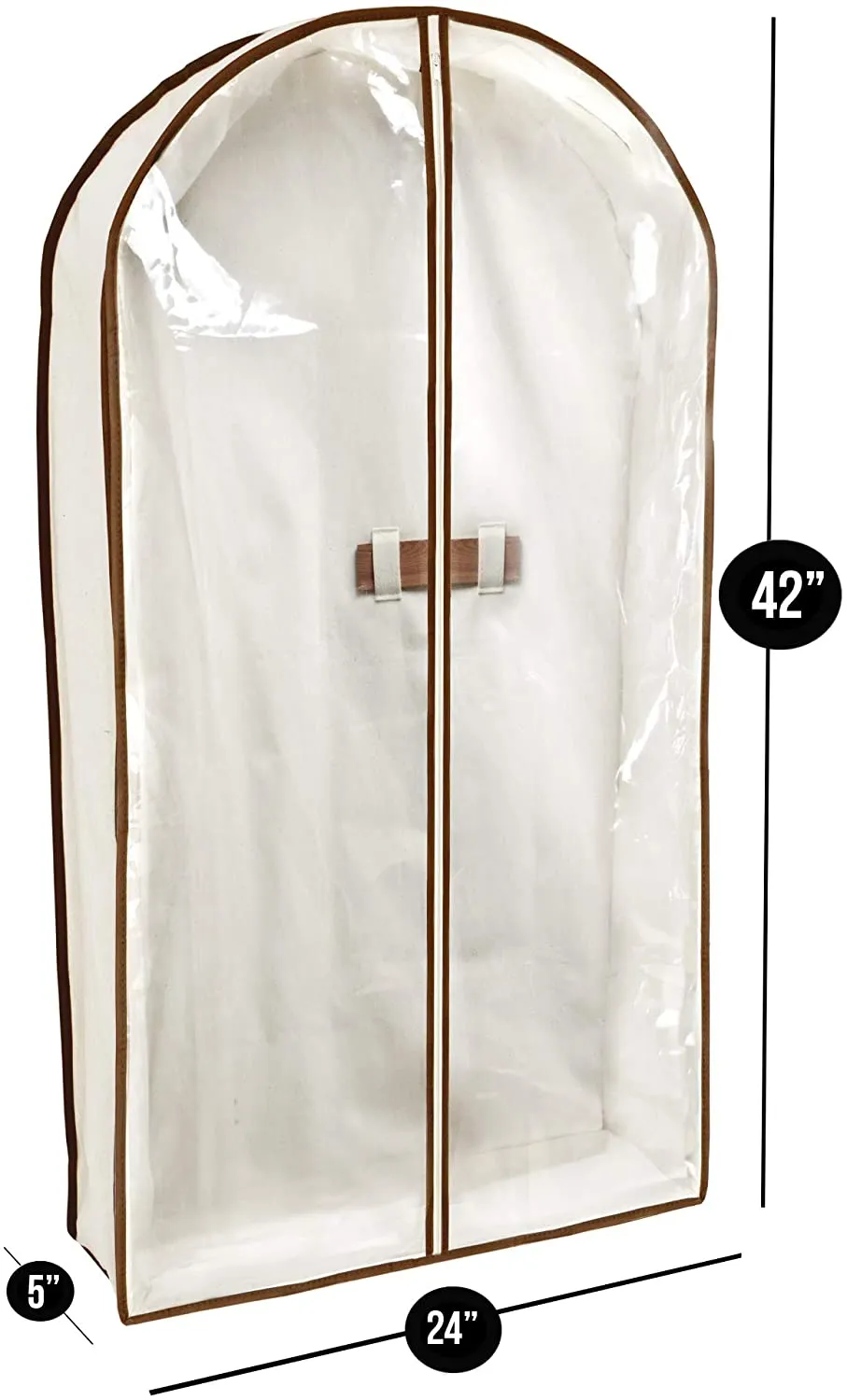 Canvas Gusseted Garment Bag Hanger with Cedar Wood - 24 x 42 Inch - Natural Canvas