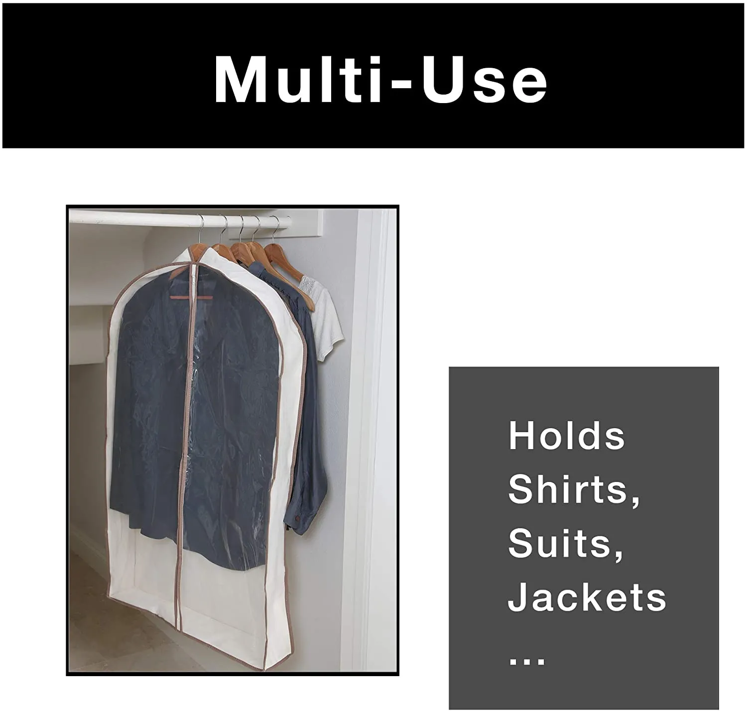 Canvas Gusseted Garment Bag Hanger with Cedar Wood - 24 x 42 Inch - Natural Canvas