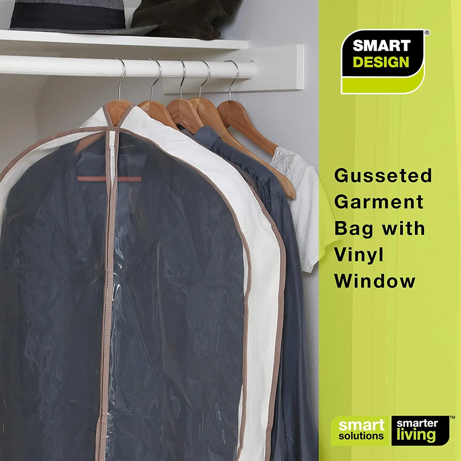 Canvas Gusseted Garment Bag Hanger with Cedar Wood - 24 x 42 Inch - Natural Canvas