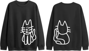 Cat Sweatshirts for Women Graphic Oversized Sweatshirt Funny Long Sleeve Shirt Cute Pullover Fleece Hoodie Tops