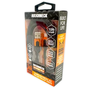 Charging Cable Roughneck USB to USB-C 10FT 2.4 Amp - 3 Pieces Per Pack 24569