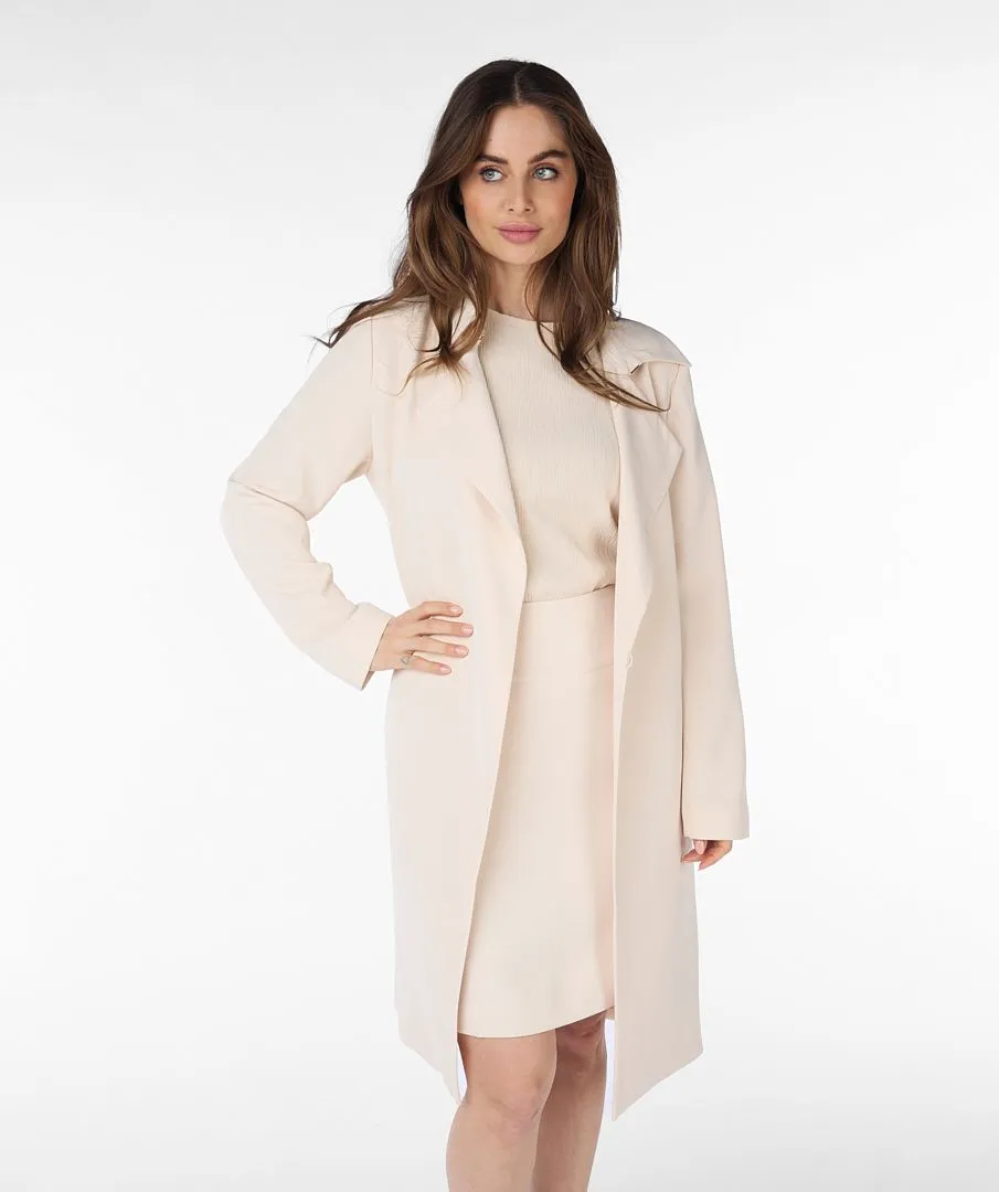 Cira City Twill Coat in Sand Color- EsQualo SP2410001