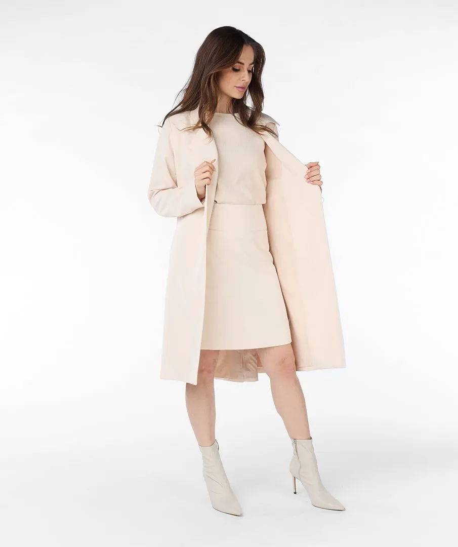 Cira City Twill Coat in Sand Color- EsQualo SP2410001